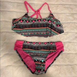 pattern bikini with crossing back